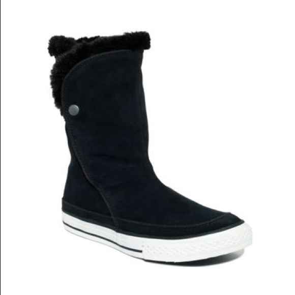 NIB Converse Chuck Taylor All Star Beverly Mid Boots Black Fur Classic Sneaker 6 - Picture 2 of 8